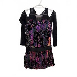 Weismann Colorful Sequin dance Dress with Sheer Sleeves